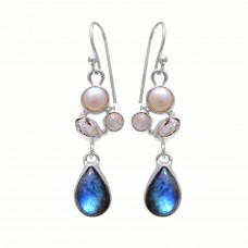 Sterling silver labradorite pear gemstone earring 